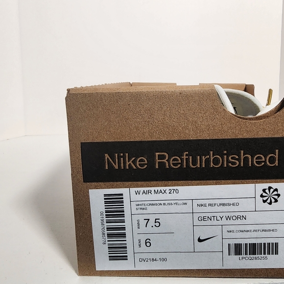 Nike Air Max 270 White Crimson Bliss Running Sneakers DV2184-100 Wmn's Size 7.5 - Picture 9 of 9